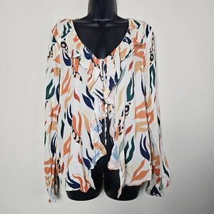 NWT Standard Issue Safari Ruffle Tie Shirt